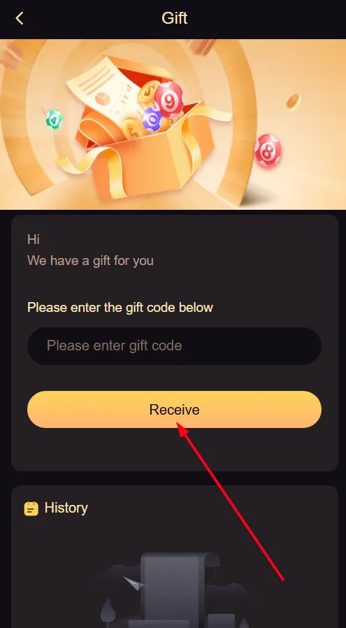 Click on the receive button